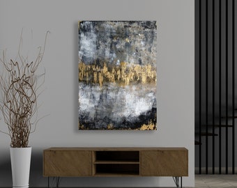 Druckbare Kunst, Schwarz und Gold, Wanddekor
