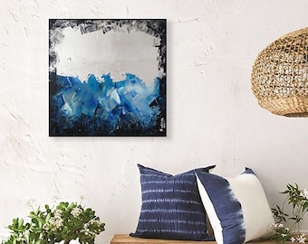 Silver foil and Blue Acryl Abstract