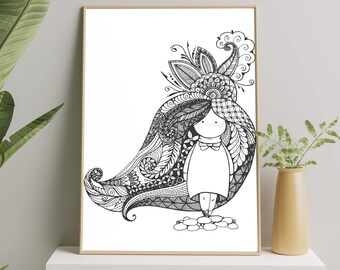 Kritzeln Kunst Mädchen Digitaler Download