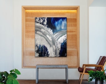 Abstrakt grau blau Art Print, moderne strukturierte Malerei, printable digitaler Download