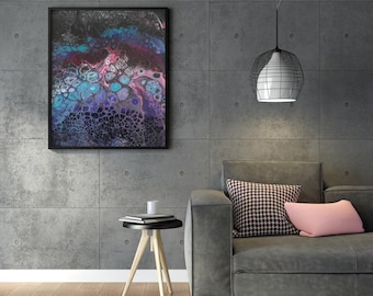 Abstrakte flüssige Kunst Malerei, Original Acrylbild, Gießen Kunstwerk, moderne Wandkunst, Unikat