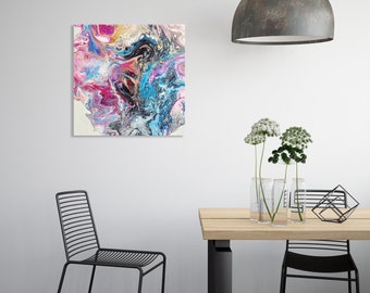 Abstrakte Fluid Art druckbare, bunte moderne Wandkunst, rosa blau gold abstrakt, digitaler Download