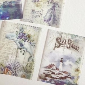 5 Aquarell Pergamin Papier Pack, Meer, Pflanzen Pergamin Papiere, Sommer Journal, Scrapbooking, Kunst Papiere, Pergpapier, Ephemera
