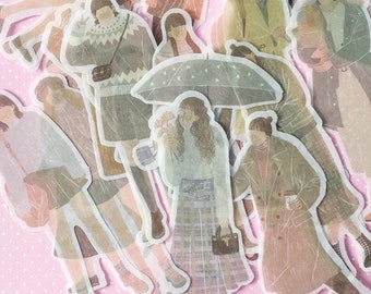 Street Girls Washi Sticker Pack, Japanese Washi Sticker Set 10, Big Washi Stickers, Journal Scrapbook Stickers Seals