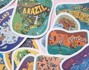 Travel Stickers Mixed Pack of 15, Vintage Retro, Destination Stickers, Art Stickers, Travel Stickers,Junk Journal, Diary, Scrapbooking