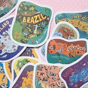 Reiseaufkleber, gemischtes Pack mit 15, Weinlese-Retro, Zielaufkleber, Kunstaufkleber, Reiseaufkleber, Junk Journal, Tagebuch, Scrapbooking