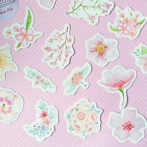 Sakura Cherry Blossom Sticker Pack, Japanese Sticker Pack 15, Travel Sakura Japan Stickers, Journal Scrapbooking Stickers Seals