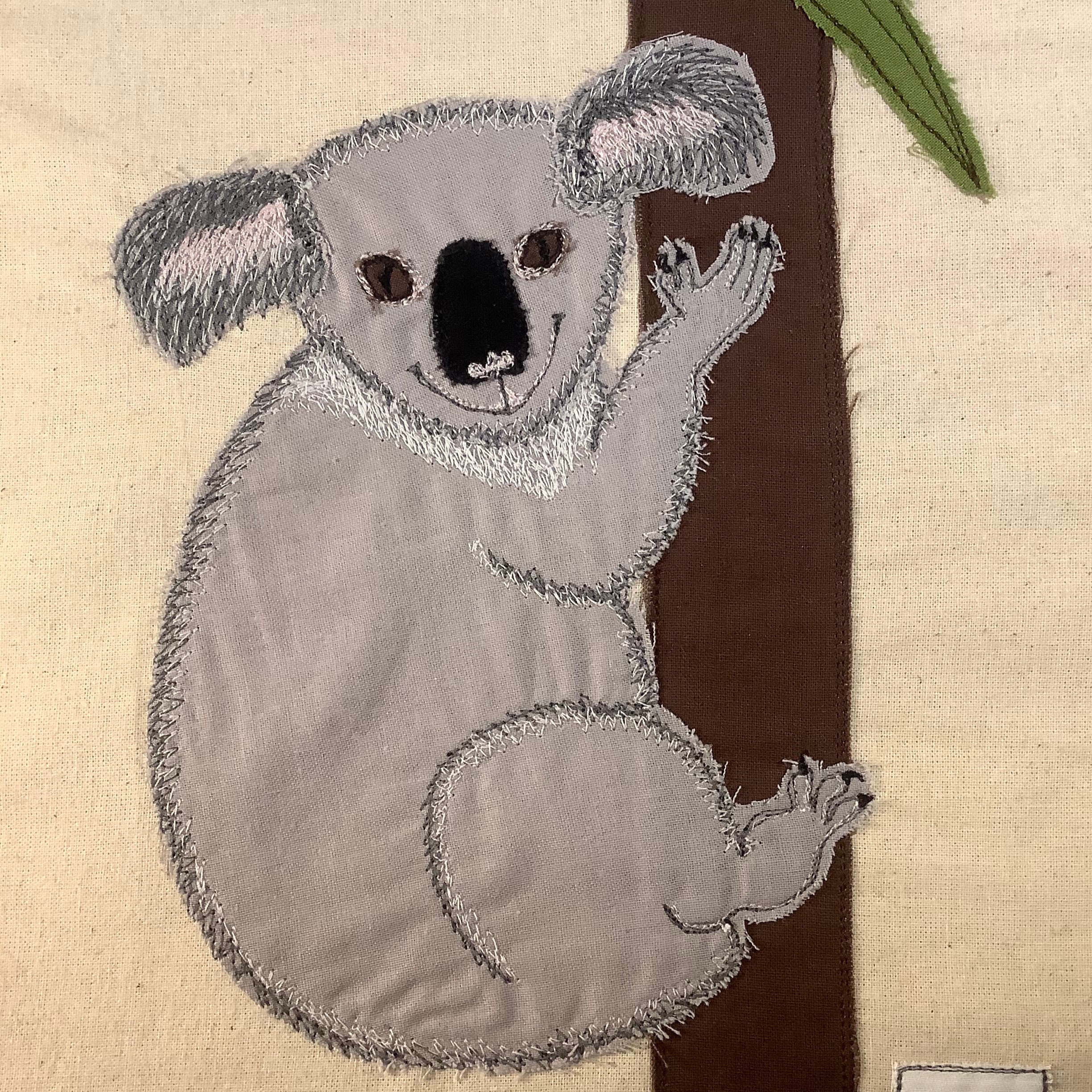 KOALA WALL HANGING Freehand Embroidery With Appliqué Kids Etsy