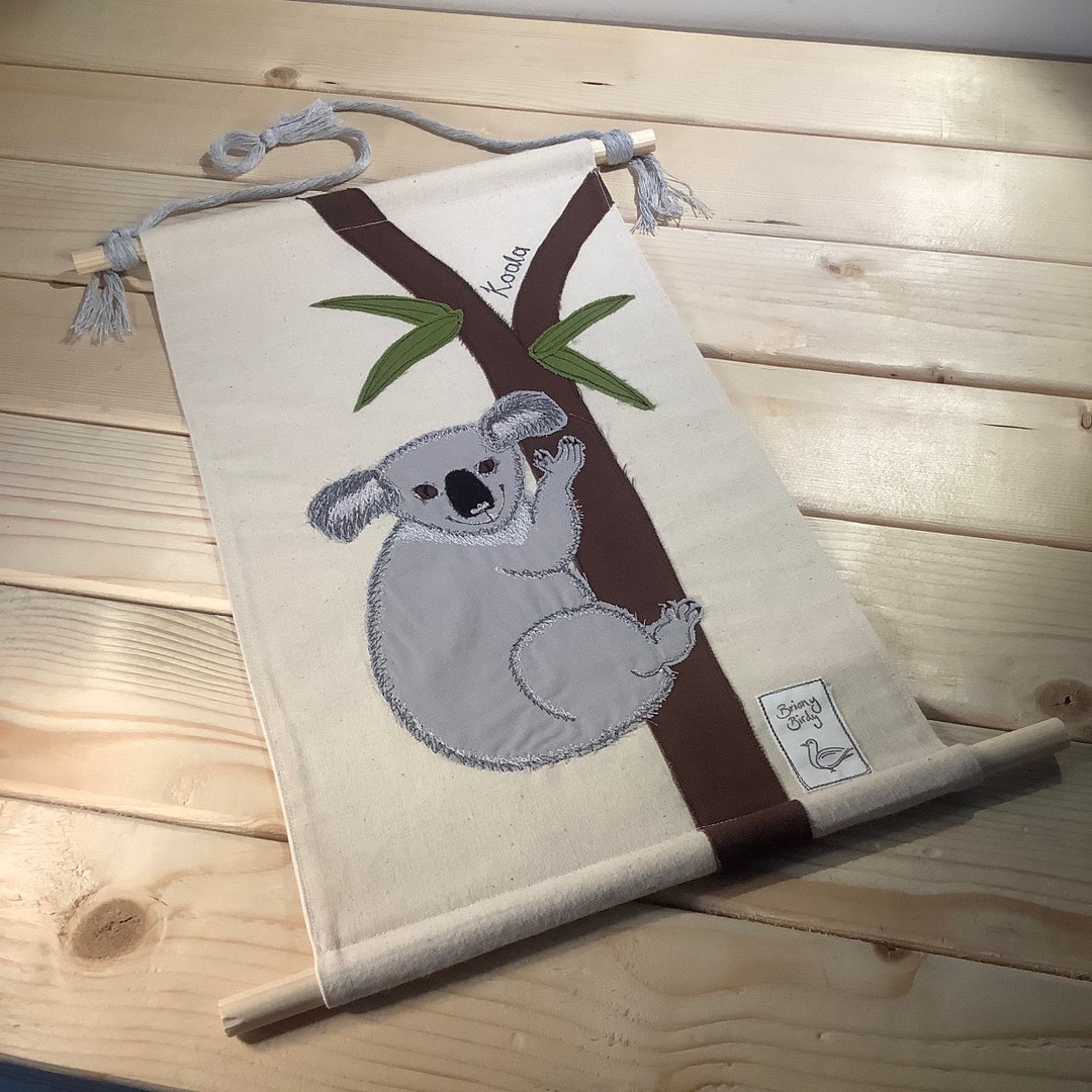 KOALA WALL HANGING Freehand Embroidery With Appliqué Kids Etsy