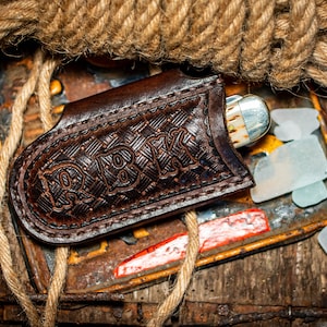 Etui de transport en cuir pour couteaux de trappeur Scout