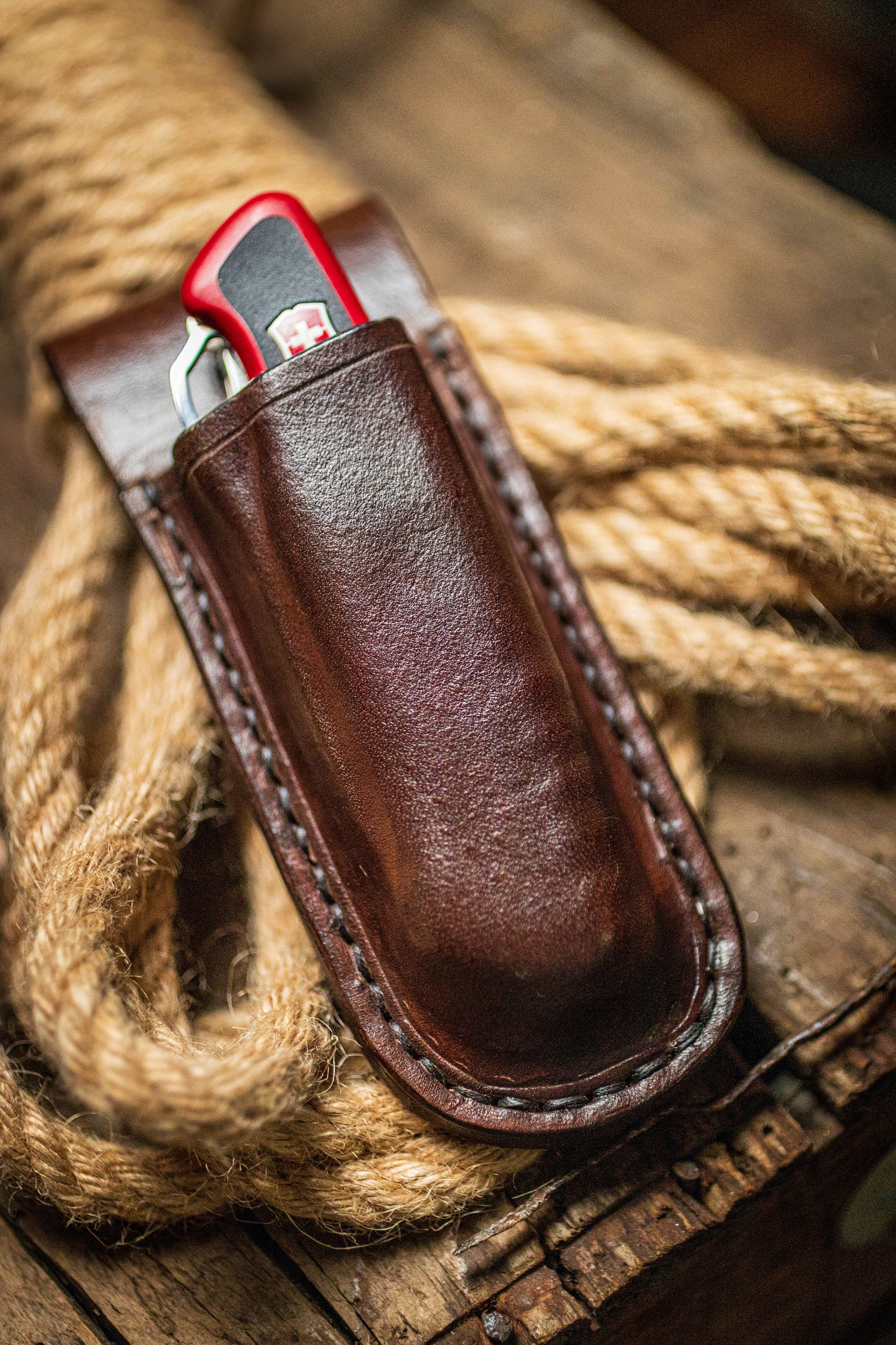 Hand Made Wet Formed Leather Knife Sheath for a Victorinox Ranger