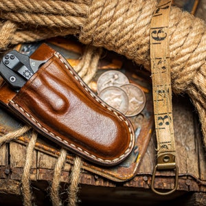 Hand made wet formed leather knife sheath for a Spyderco Paramilitary PM2