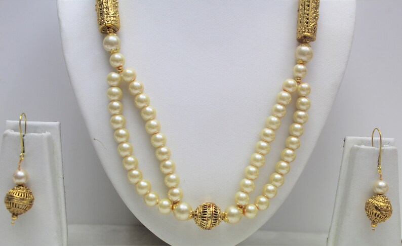 Indian Pakistani Traditional Grand Bridal Designer Jewellery Long Pearl Necklace Set for Women and Girls