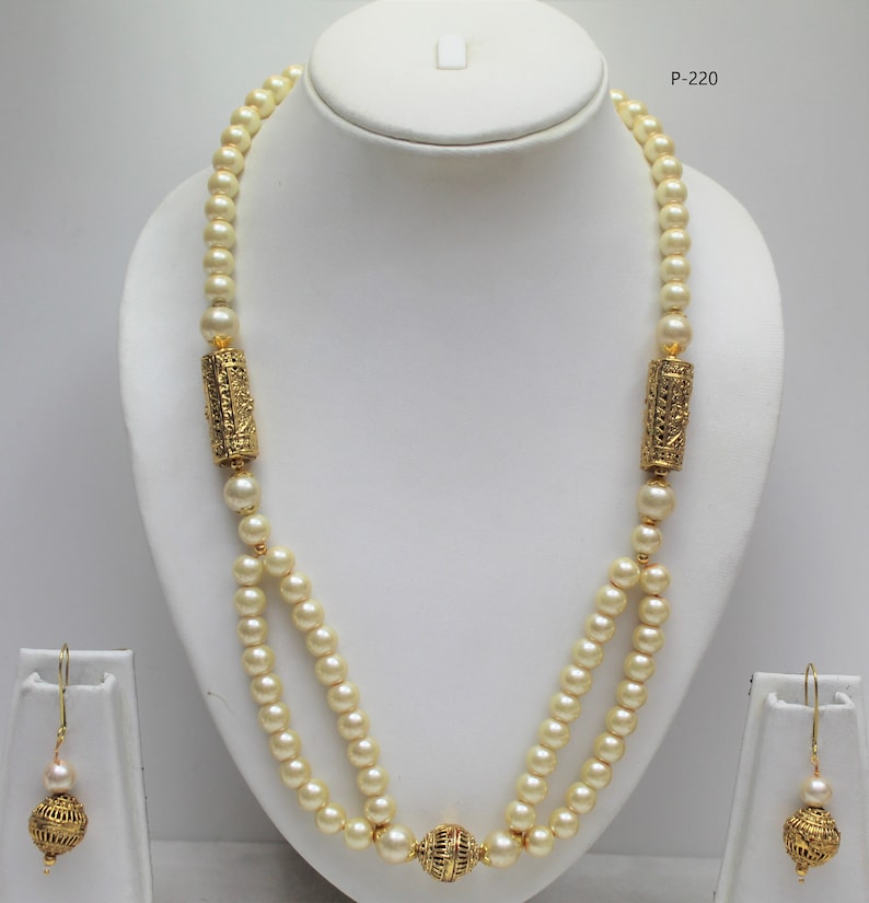 Indian Pakistani Traditional Grand Bridal Designer Jewellery Long Pearl Necklace Set for Women and Girls