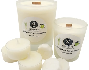 Citronella & Lemongrass INSECT REPELLANT fragrance - Citronella tea lights, Citronella candles, Citronella wax melts, Garden Candles