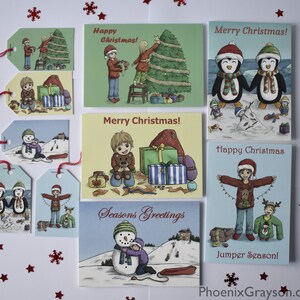 Lot de 5 cartes de Noël et 5 étiquettes-cadeaux, lot A