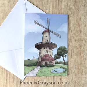 Schilderachtige windmolen geïllustreerde groeten kaart enkele generieke viering verjaardag foto Nederland