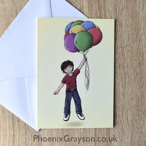 Balloon Boy Single Blank Greetings Card Birthday Celebration Générique Général A6