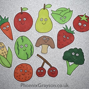 Ensemble d’autocollants santé Fruit and Veg, Pack of 12, Scrapbook, Food Journal, Scrapbook, Craft, Card Making, Kids, Handmade, Hand Drawn