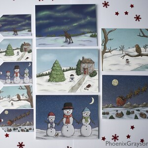 Lot de 5 cartes de Noël et 5 étiquettes de voeux, lot B
