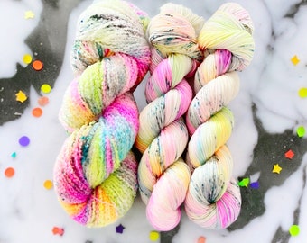 After the Storm hand dyed yarn, 4ply/sock/fingering, DK, aran, Chunky yarn, micro striping yarn, neon yarn, rainbow yarn