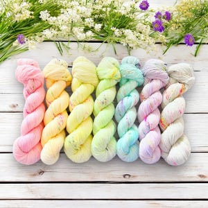 Sugar High Full Sets Hand Dyed Yarn, Neon Rainbow Speckled Yarn, Merino, 4 Ply Sock, DK, Aran, Chunky, Sparkle Yarn, Perfect for Knitting