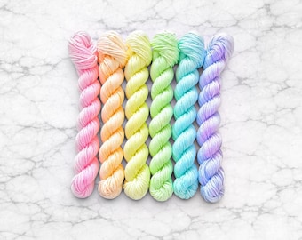 Discombobulated Unicorns, hand dyed yarn, pastel rainbow fade