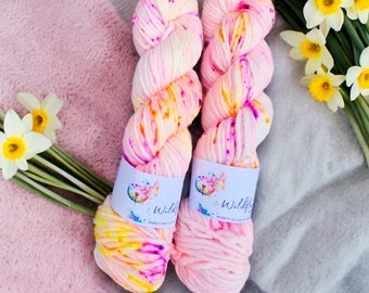 Blossom hand dyed yarn, Sock yarn, Dk Yarn, Aran Yarn, Chunky Yarn, Super Chunky Yarn, Sparkle Yarn, 100g, 50g, 20g
