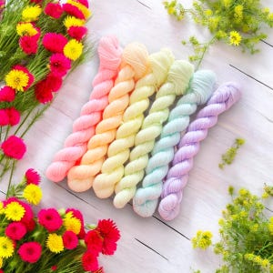 Discombobulated Unicorn Hand-Dyed Yarn: Pastel Rainbow Full Set
