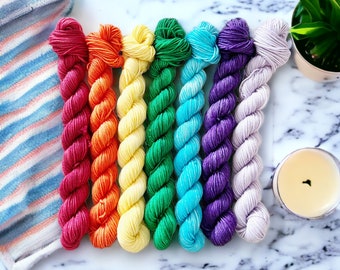 Be The Rainbow Single Skeins hand dyed yarn, 4ply/sock/fingering, DK, aran, Chunky yarn, tonal  yarn, Unicorn yarn, pastel yarn