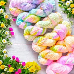 Holographic Unicorns, Hand Dyed Yarn, Full Sets, Neon Rainbow Yarn, Merino, 4 Ply Sock, DK, Aran, Chunky, Sparkle Yarn, Perfect for Knitting