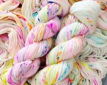 Colour Pop, Rainbow Speckled Hand Dyed Yarn, Soft Merino, Sparkle, Perfect for Shawls, Sweaters, Knitting, Crochet