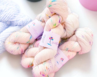 Confetti hand dyed yarn, sock, DK, aran, Chunky yarn, speckled yarn