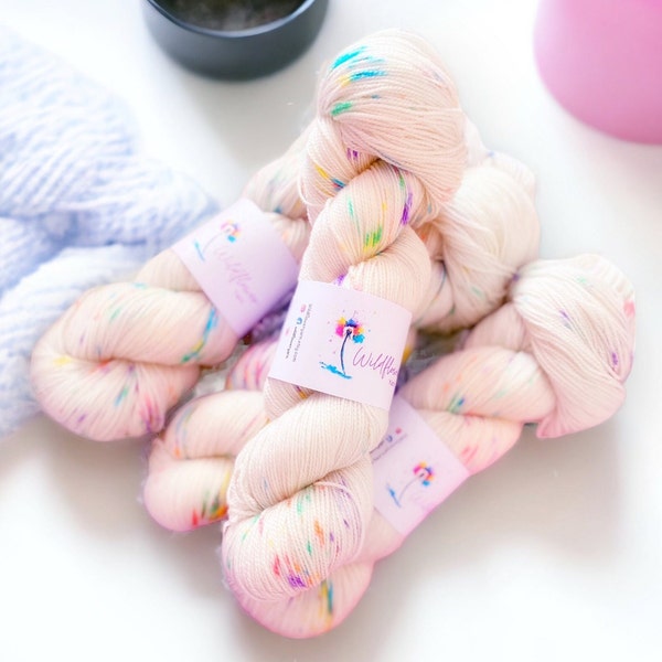Confetti hand dyed yarn, sock, DK, aran, Chunky yarn, speckled yarn