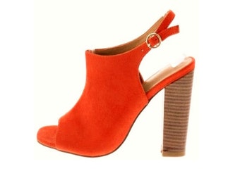 orange thick heels