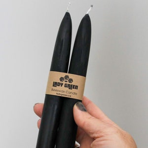 Black Beeswax Taper Candles