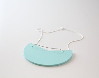 Segment Acrylic Necklace - Laser Cut - Mirror - 4 Colours Available - Pink - Mint - Frost - Silver Plated Chain