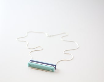 Slice Acrylic Necklace - Laser Cut - Silver Plated Chain - 4 colours Available