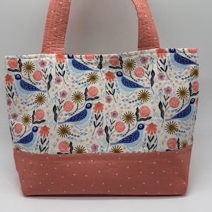 Bolso tote con diseño de pájaros azules y cantos de pájaros
