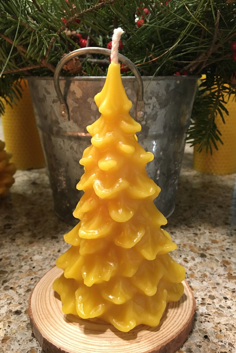 Pure Beeswax Christmas Tree Candle l Hand made Beautiful Etsy