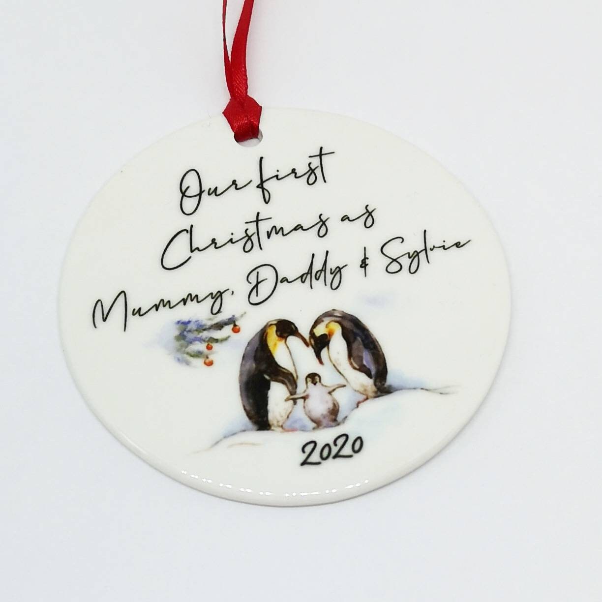 Our first Christmas ceramic decoration. New family Christmas. New bab…