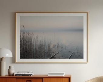 Misty Lake Landscape Photography | Tranquil Waterscape | Minimalist Nature Wall Art | Japandi Wall Art | LOST IN NOWHERE