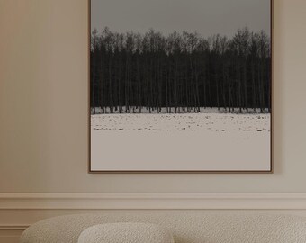 Art photography | Minimalist forest landscape | Black and white winter abstraction | Fine art print, unframed | Minimal woods
