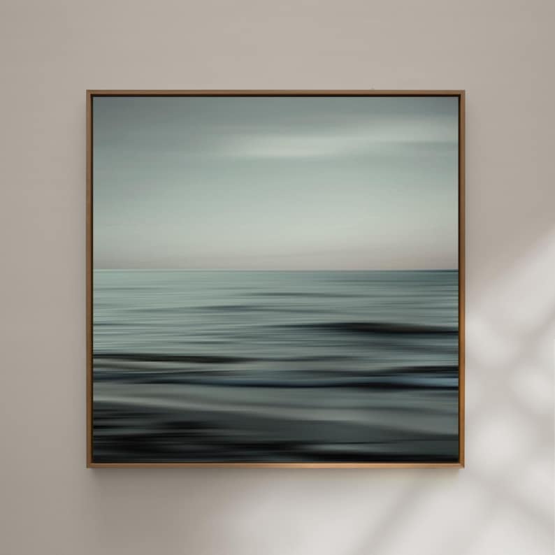 Abstract sea photography | Calm waves in green-blue & pink | WAVES OF CALM image 1