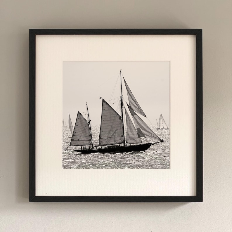 Fine Art Black and White Photography | Dynamic Sailboat at Sea | Sailing Photography | SAILBOAT II image 1