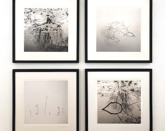 Set van 4 fotoprints voor aan de muur | Individuele fotowand | Minimalistische kunstprints | Selectie van foto's, zonder lijst