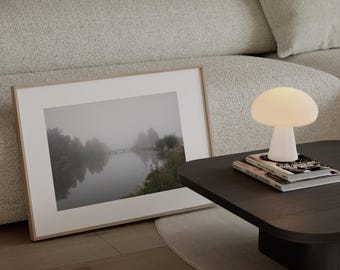 Art photography RIVERSIDE FOG – Minimalist foggy landscape | Nature photography art | Tranquil wall art - photo print or canvas print