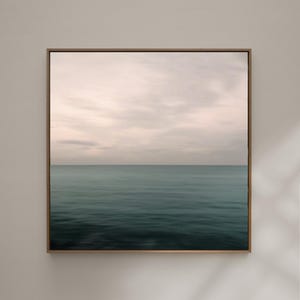 Tranquil seascape photography | Minimalist ocean wall art in soft colors | SEA & SKY SCAPE | Canvas 60x60
