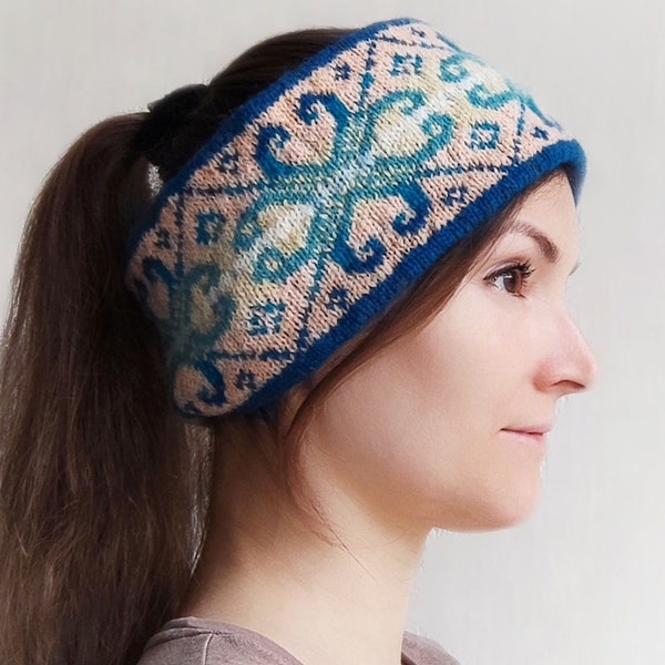 Knitting Pattern: Reversible Fair Isle Headband - Ear warmer easy knit pattern - Colorwork knitting pattern