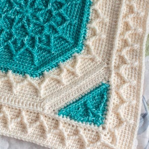 Celtic Baby Blanket Crochet Pattern – Textured Octagons, Squares, Triangles (PDF Download)